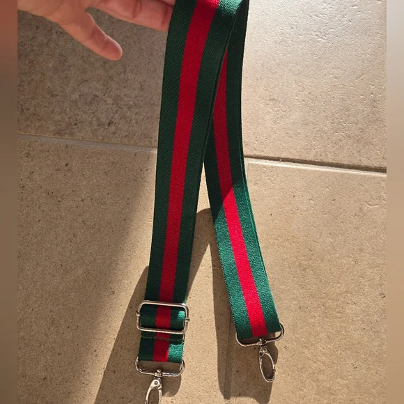 Red and Green Stripe Bag Replacement Strap Wide Adjustable - Picture 1 of 11